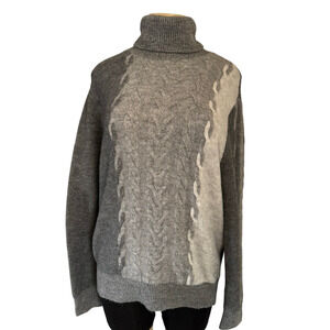 Paisley & Gray Men’s Slim Fit Turtleneck Cable Knit Sweater Gray Size L Cozy
